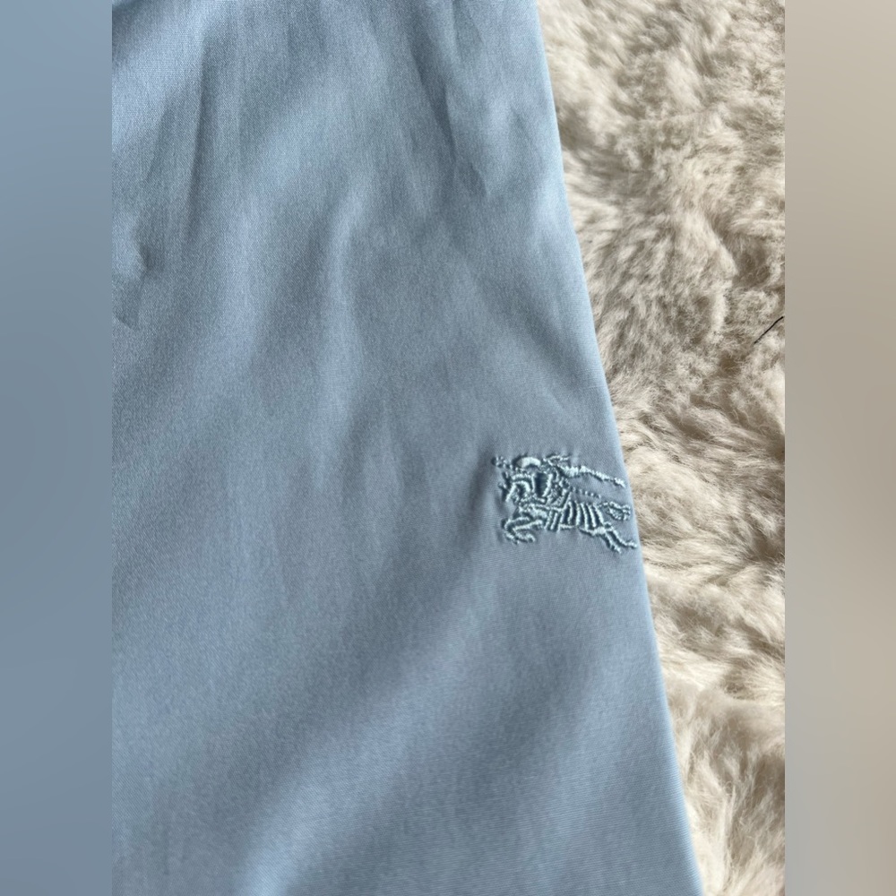 NWT Burberry Light Blue Button-Down Shirt with Check Cuff Detail - Picture 3 of 7